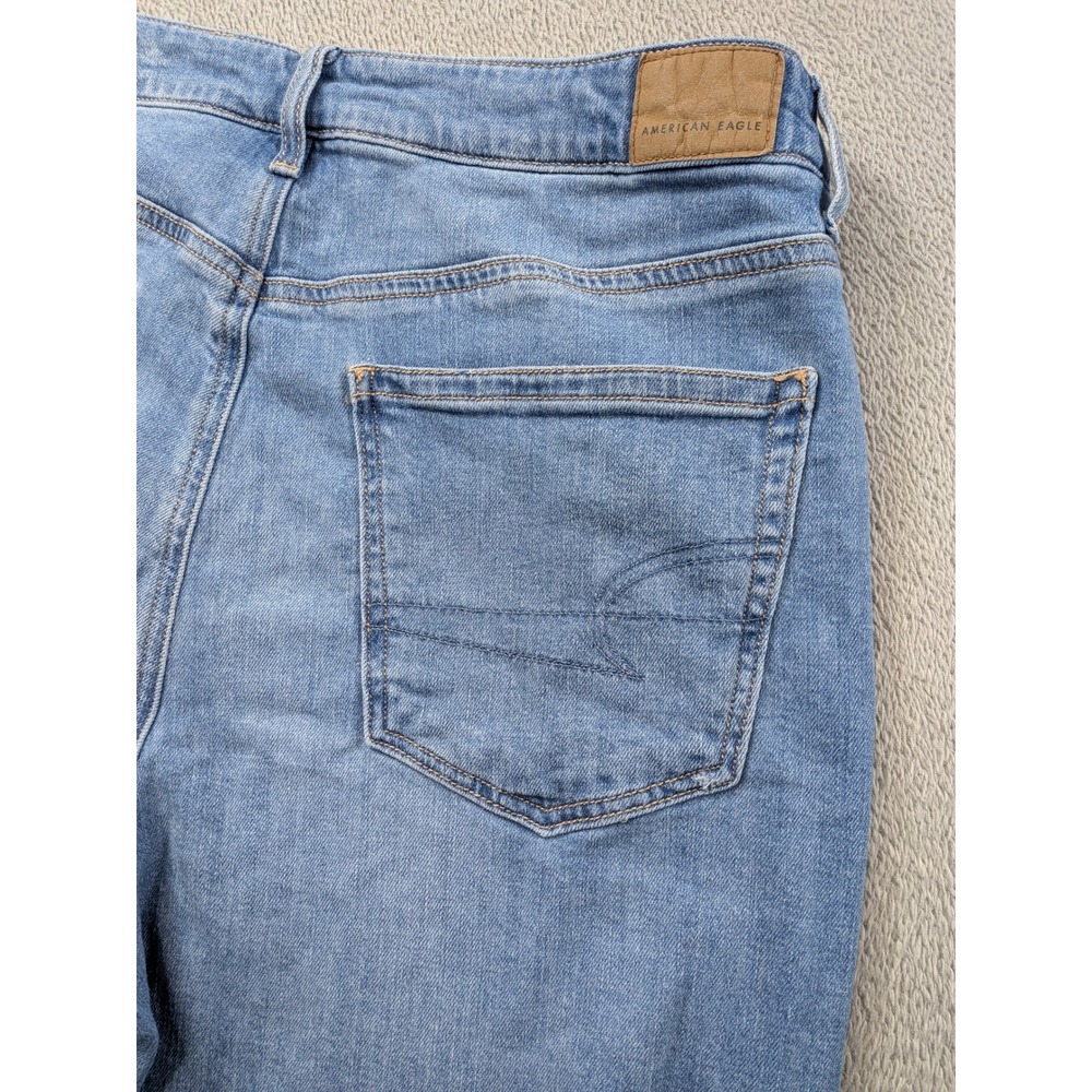 American Eagle Super High-Rise Baggy Wide Leg Jeans Blue 12 Regular Stretch